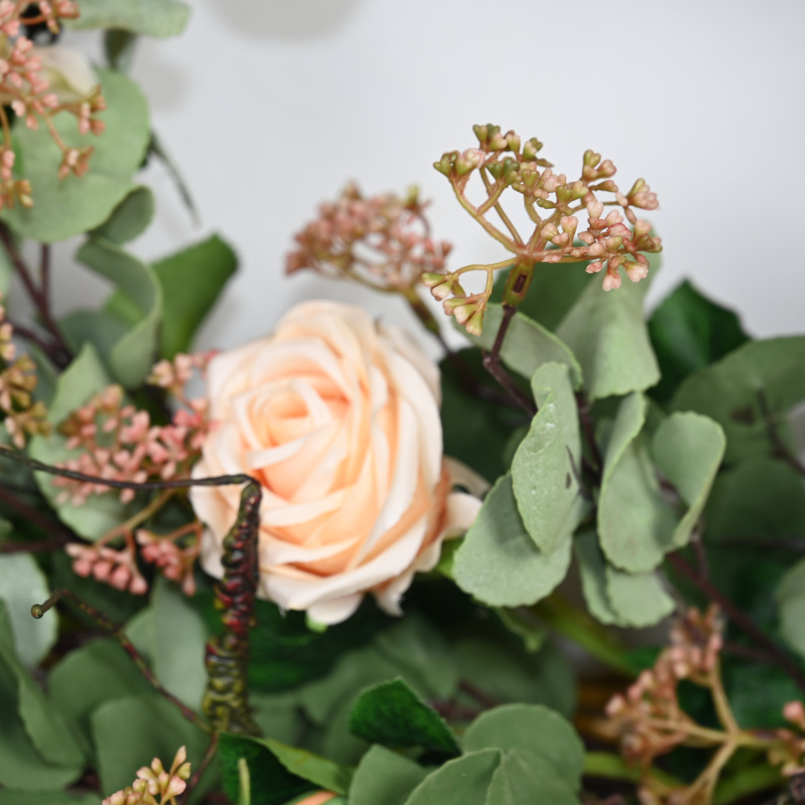 26" Handcrafted Eucalyptus Rose No Holiday Wreath