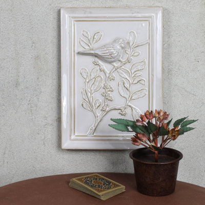 Wall Art - Bird On Branch, Ceramic
