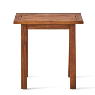 Wood Patio Table, Slatted, , Ideal For Outdoor, 18.99" H X 15" W 19" D Outdoor Table With Slatted Design, Patio, Backyard, And Pool Deck, 18.99"h 15"w 19"d, Color