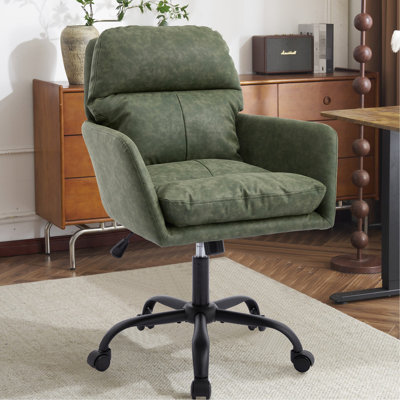 Adjustable Height Chair Suitable For Office, Bedroom And Dressing Table, Pu Artificial Leather, High - Strength Metal Frame, Comfortable , 23.17 In Width, 39.41 Office With Height, Leather Fabric,
