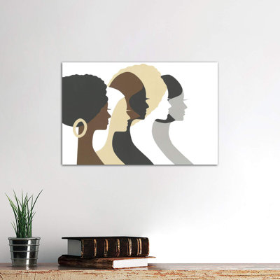 Multicultural Women Profile - Wrapped Canvas Print