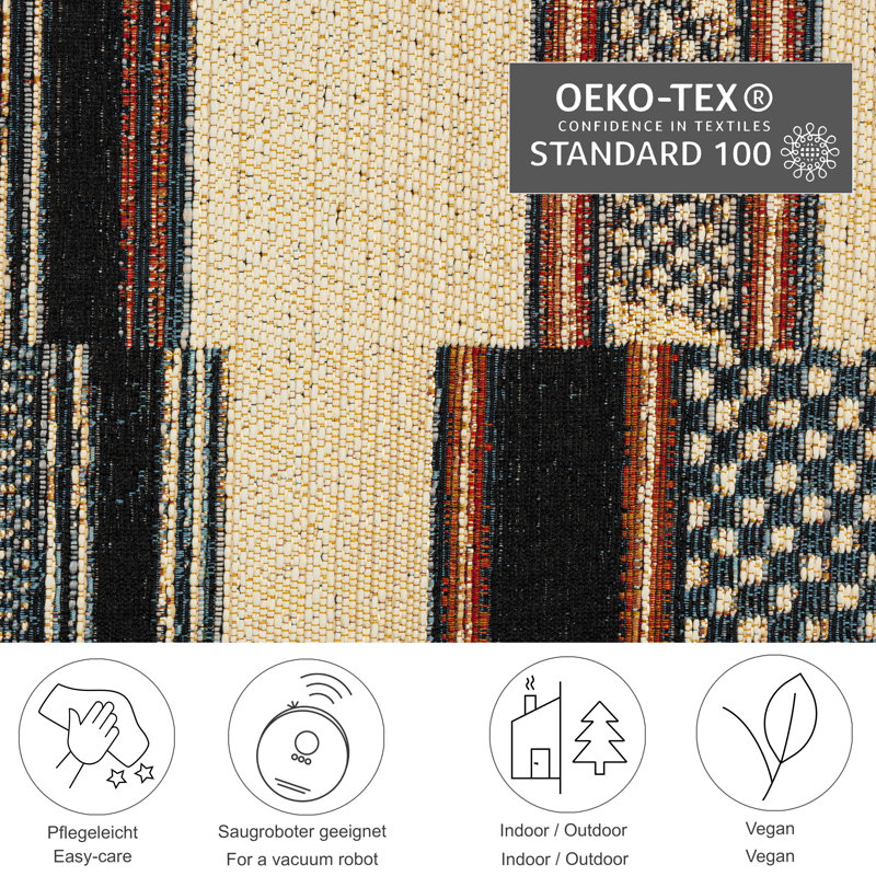 Dermot Flatweave Beige/Grey Rug, Rectangle 60 x 100cm