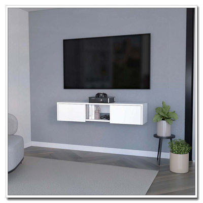 White 2-Door Floating TV Stand