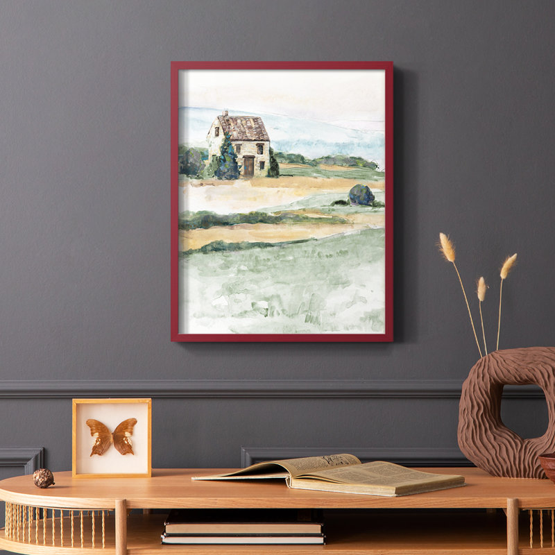 «On The Countryside I», reproduction encadrée - bois massif, Rouge, H 10 po x l 8 po
