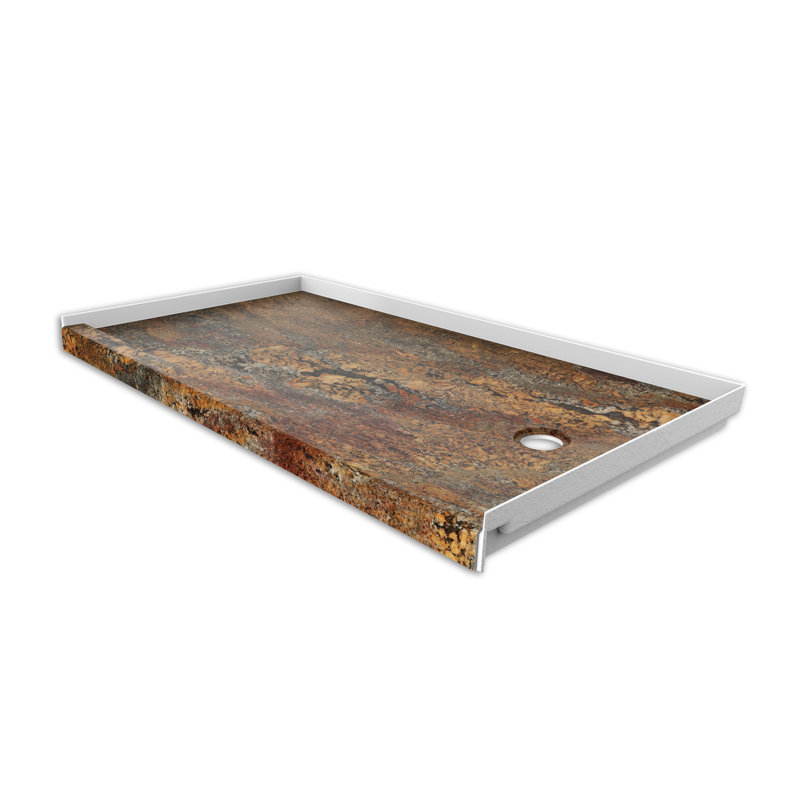 Base de douche FlexStone® l 60 po x P 32 po avec drain à droite Crema Bordeaux, Crème Bordeaux