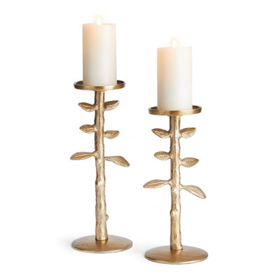 Brier 2 Piece Aluminum Tabletop Candlestick Set