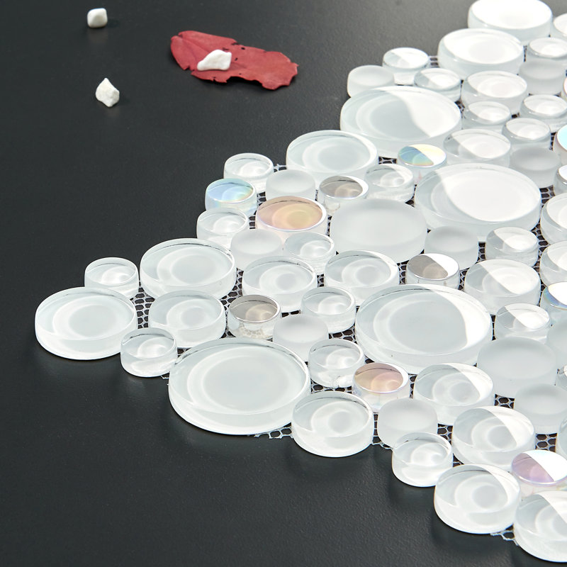 Bubble Glass Random Mosaic Wall Tile, Mist