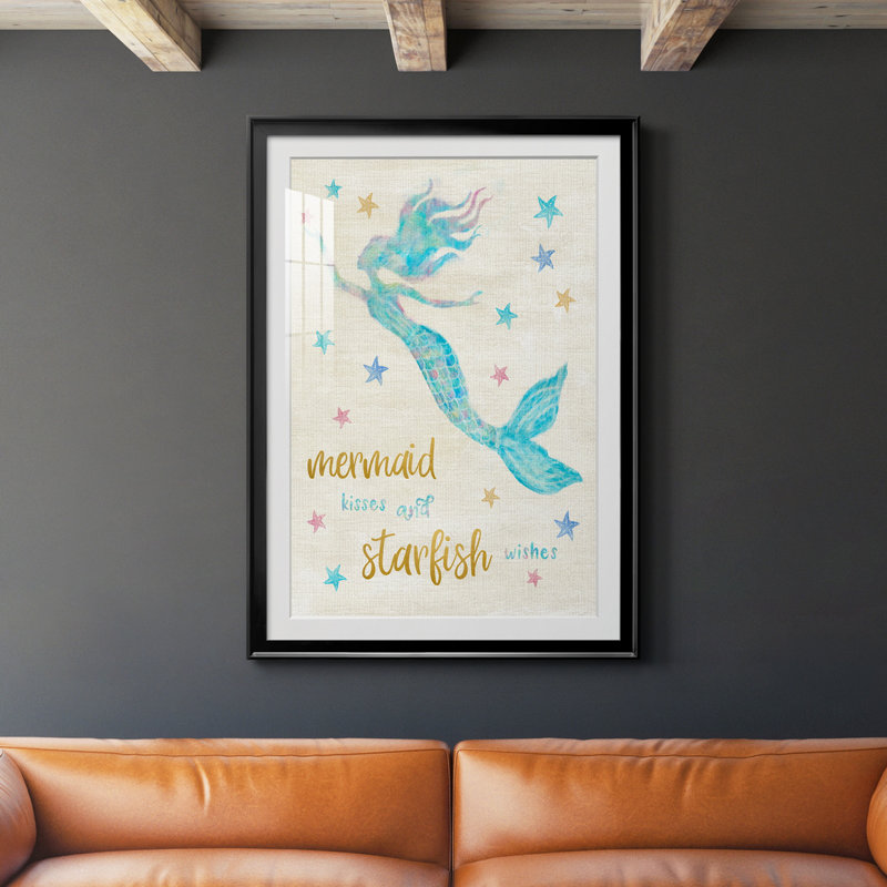 Mermaid Kisses - Peinture encadrée, Noir, H 30,5 po x l 42,5 po x P 1,5 po