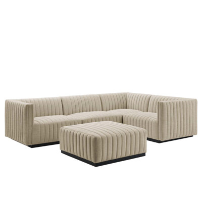 Canapé modulaire en tissu capitonné 5 pièces Conjure Channel par Modway