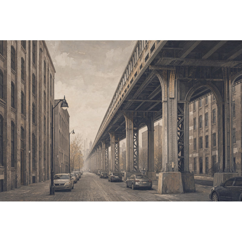 Papier peint surélevé chemin de fer urbain, 160 po x 108 po, Peler et coller