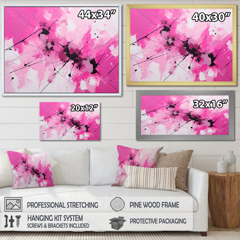 Fusion abstraite dorée et mauve - art mural abstrait, salon, Cadre doré simple, H 24 po x l 32 po x P 1 po