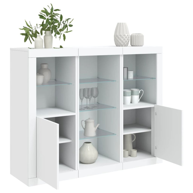 Azsa 123 cm W Glass Sideboard, White