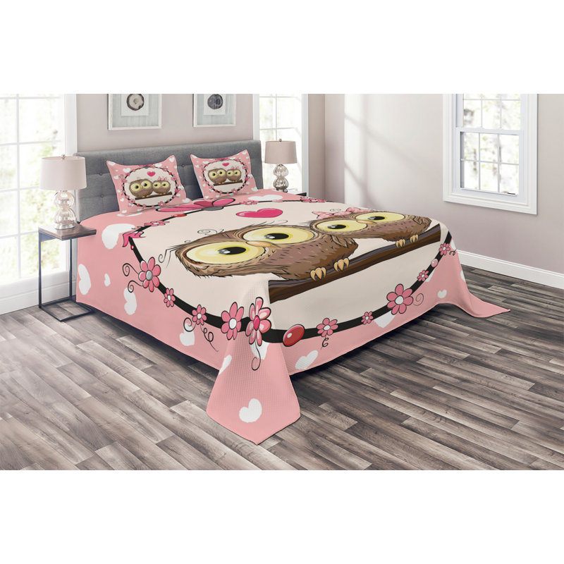 Owl Coverlet, King Bedspread + 2 Shams