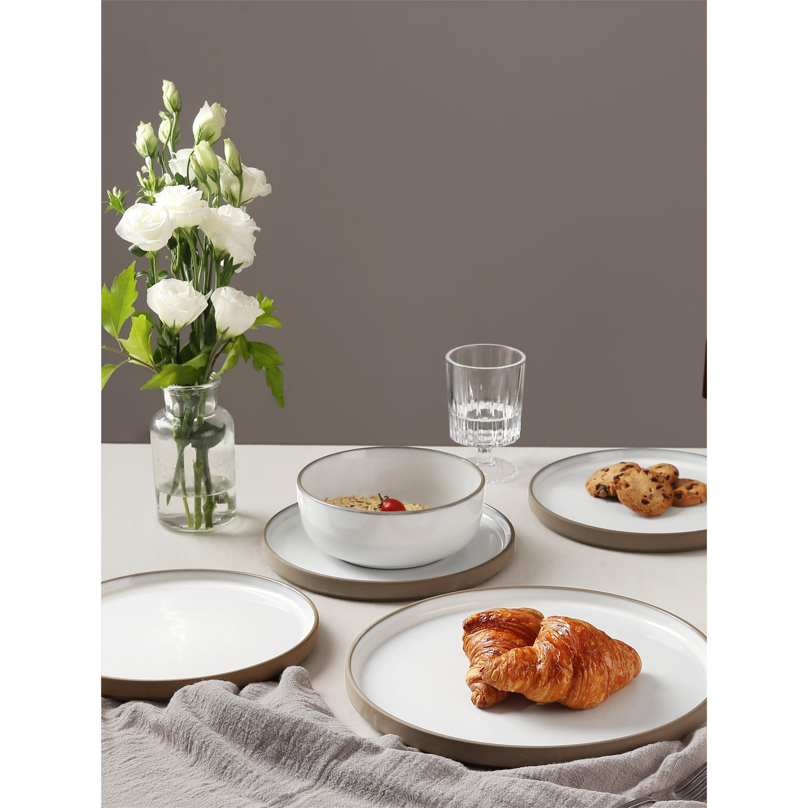 Stoneware Dinnerware Set, Snowy White