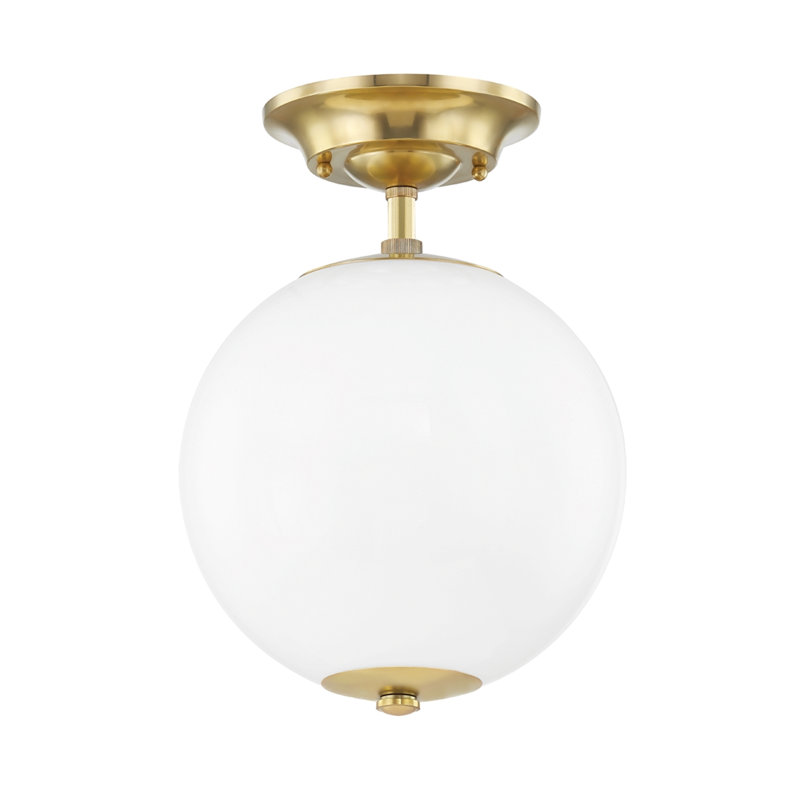 Sphere No.1 10" 1-Light Semi Flush Mount by Mark D. Sikes for Hudson Valley Lighting, Aged Brass