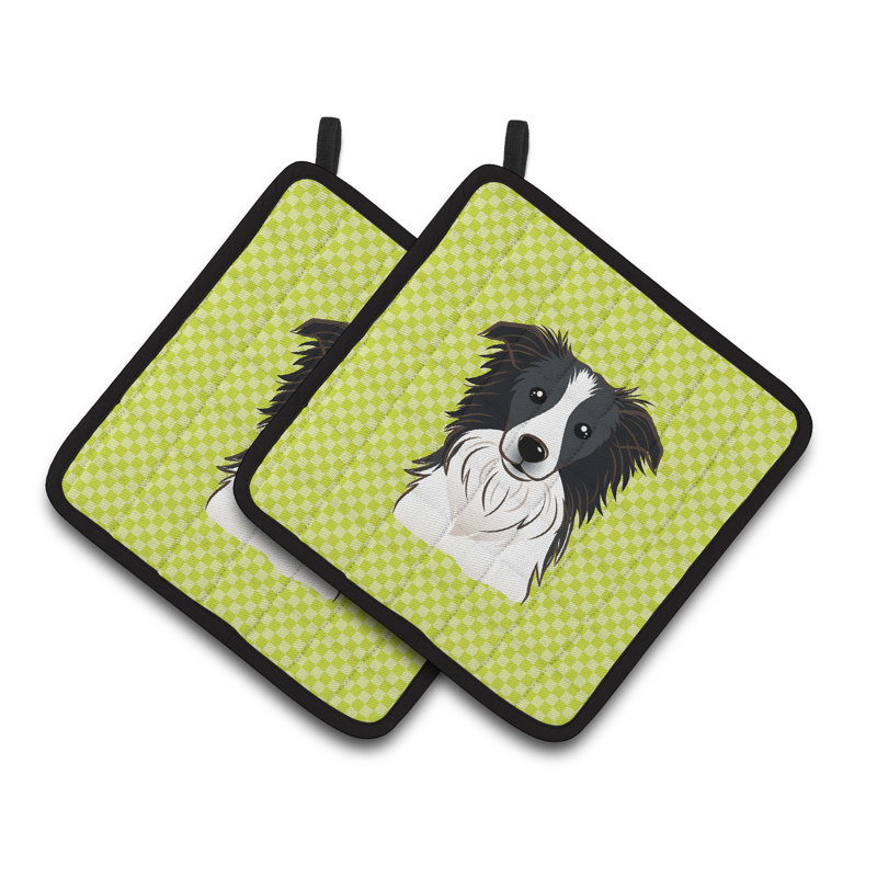 Caroline's Treasures Checkerboard Potholder, Lime Green