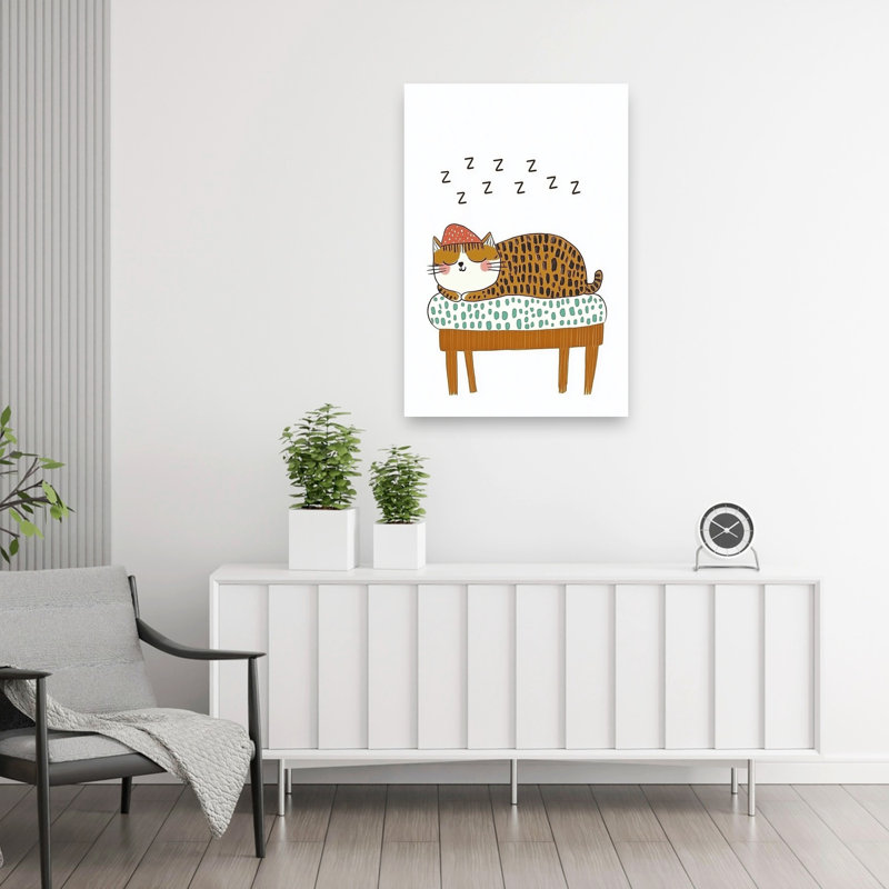 Cozy Sleeping Cat Peaceful Contemporary, reproduction d'art murale, H 36 po x l 24 po