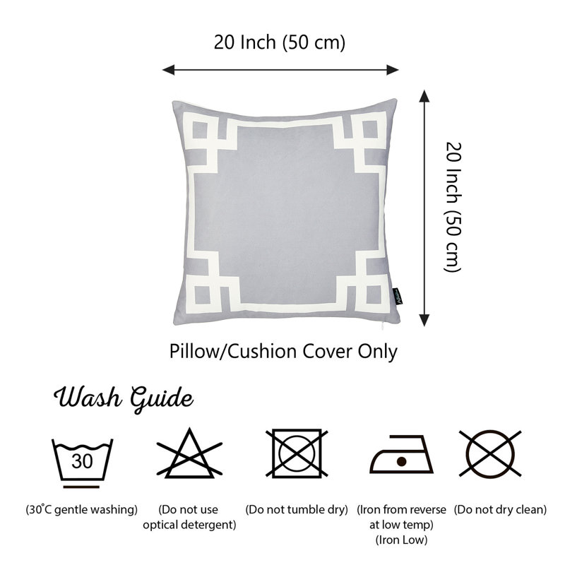Geometric Gray and White Polyester Square Throw Pillow Set