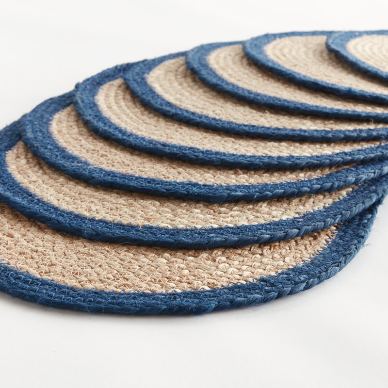 Napperon Tresse Artisan, Bleu / brun clair