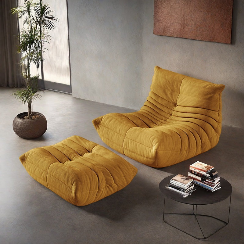 Canapé rétro rétro chenille, Suède jaune