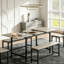 Ensemble de table de salle à manger extensible pour 4-8, grande table de cuisine extensible de 63 po avec 2 bancs et 2 tabourets-129037189