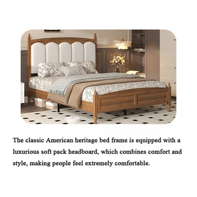 Platform Bed Frame with Upholstered Headboard