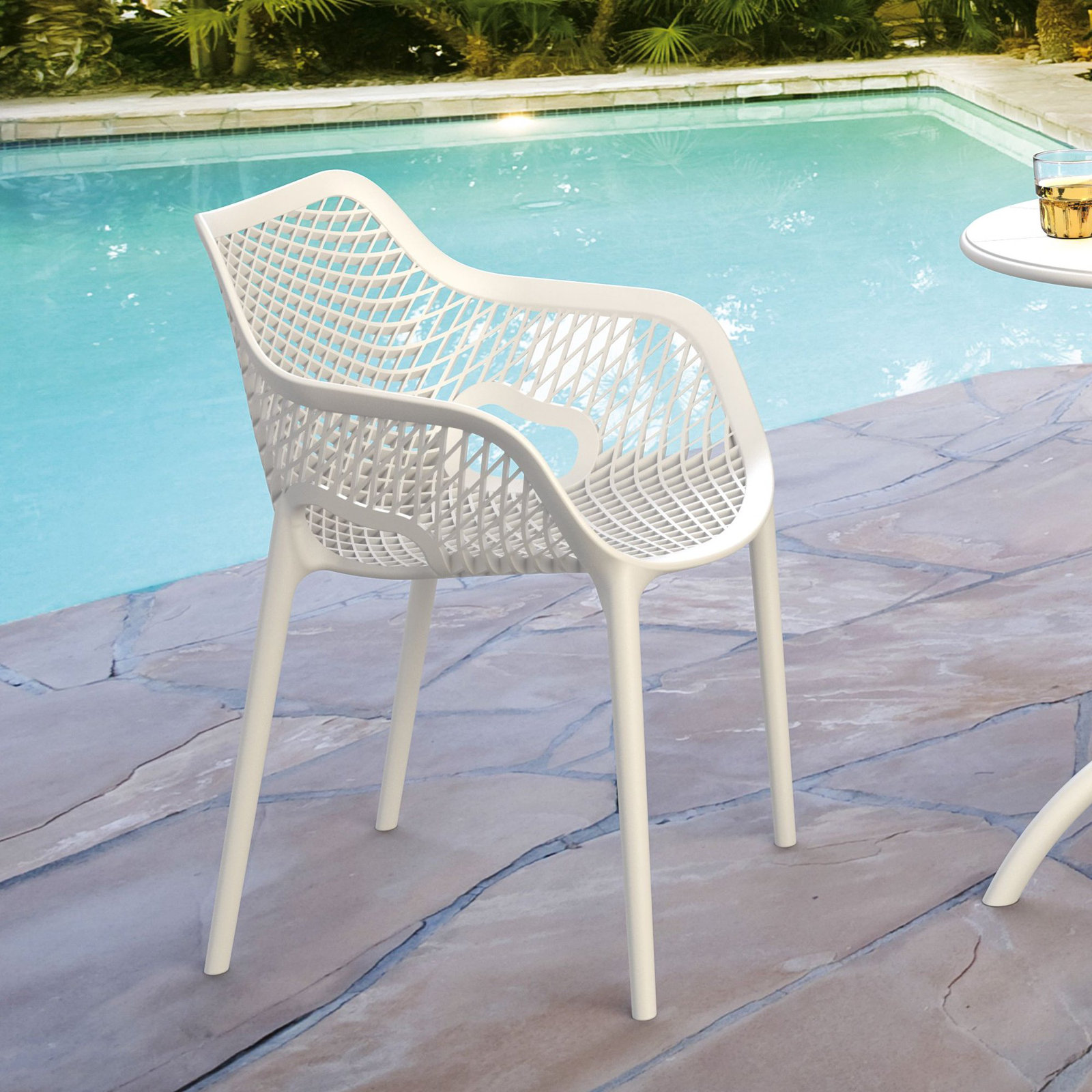 Farrah Stackable Patio Armchair, White