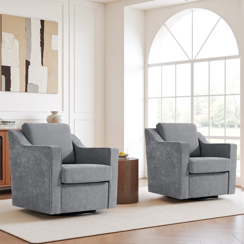 Upholstered Swivel Armchair, Grey