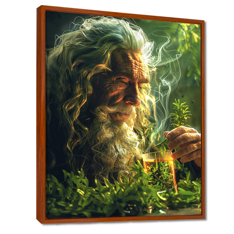 Plante, esprit guérisseur, art mural chaman, H 32 po x l 16 po x P 1 po, Cadre flottant brun