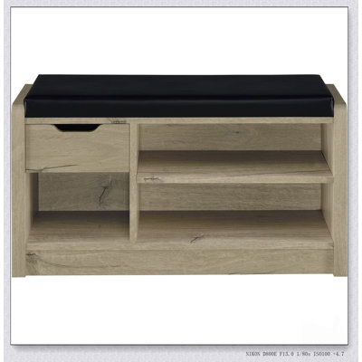 Open Shelf Storage Bench with Faux Leather Seat and Multiple Compartments for Organized Living