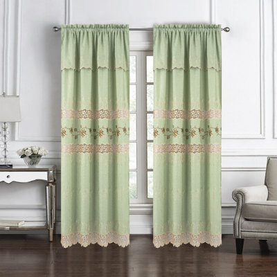Bryant Embroidered Macrame Rod Pocket Window Curtain