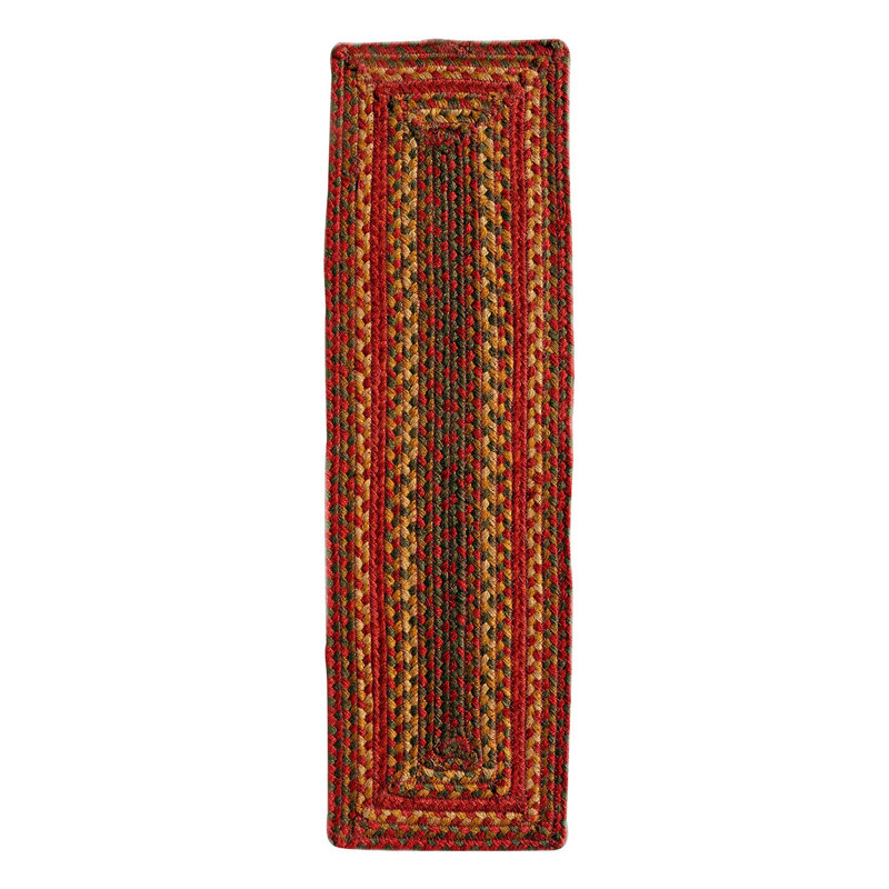 Tapis d'escalier Kimpel, Rectangle 8 po x 2 pi 4 po, Rouge / or / vert
