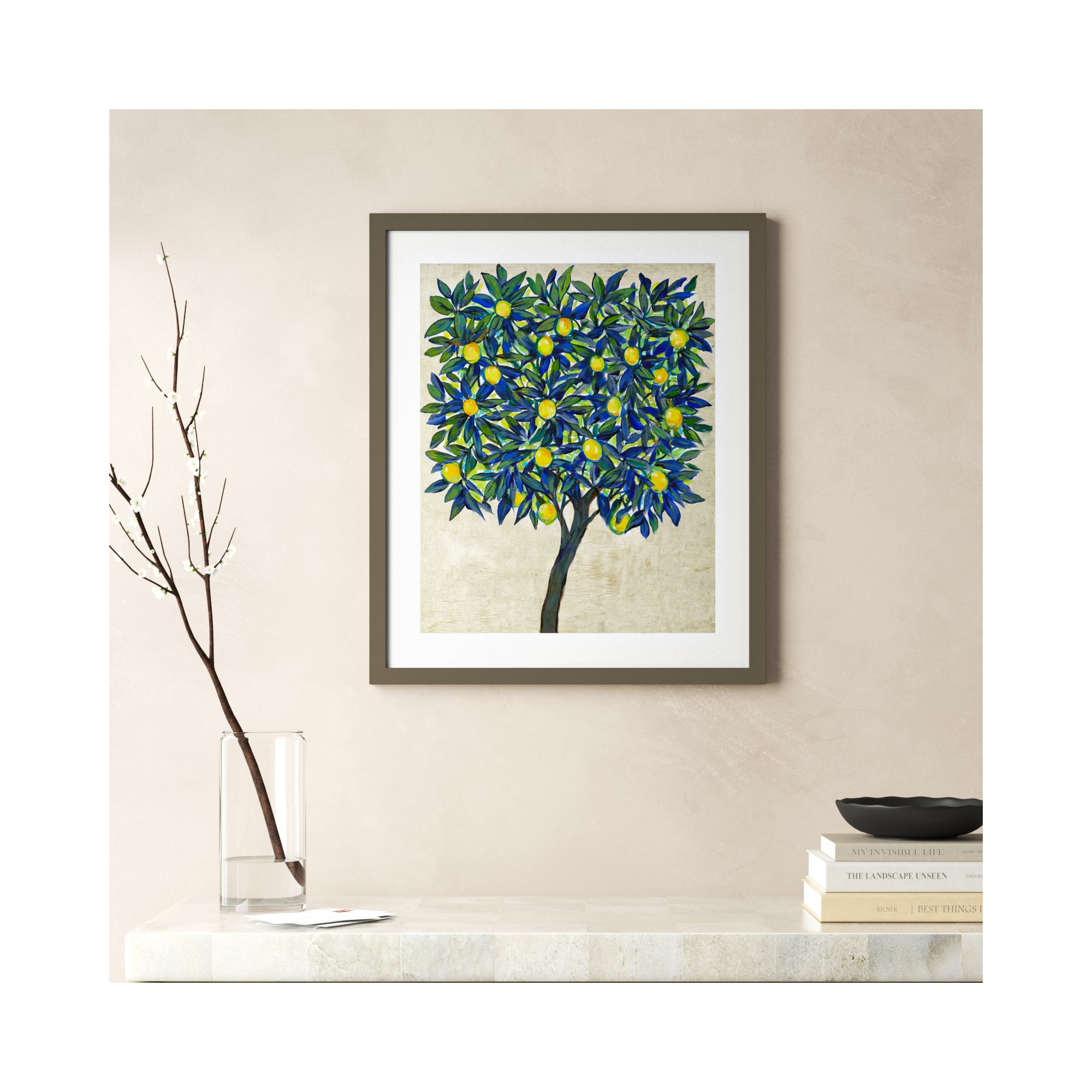 Lemon Tree Composition II by Tim Otoole, Gray, 25.17" H x 21.17" W x 0.88" D