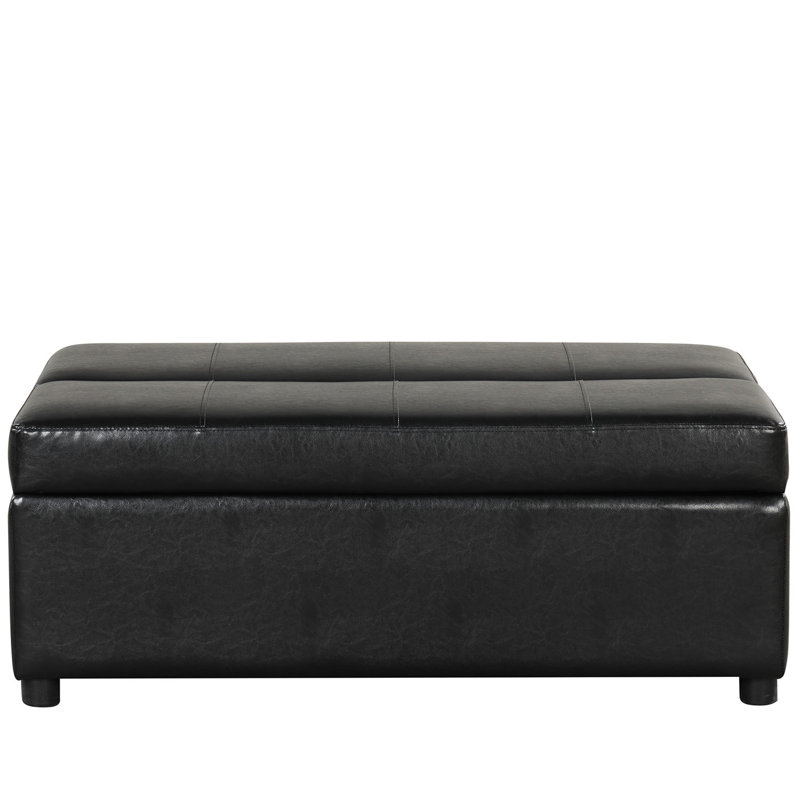 Repose-pieds en cuir Keviana, Similicuir noir