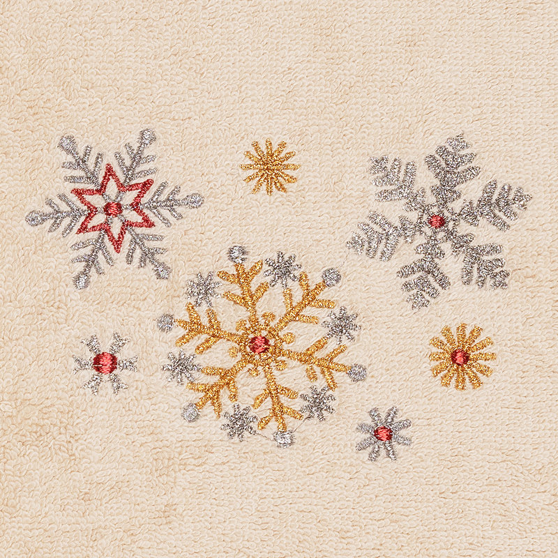 Essuie-mains de Noël brodé 100% coton turc, Sable