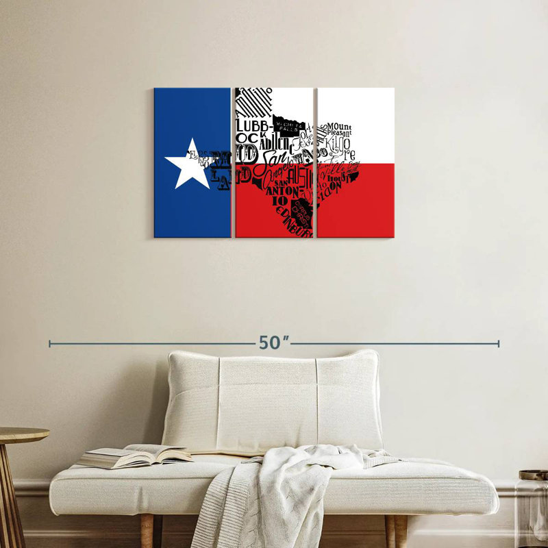Borges Texas Flag With Map, 20" H x 33" W