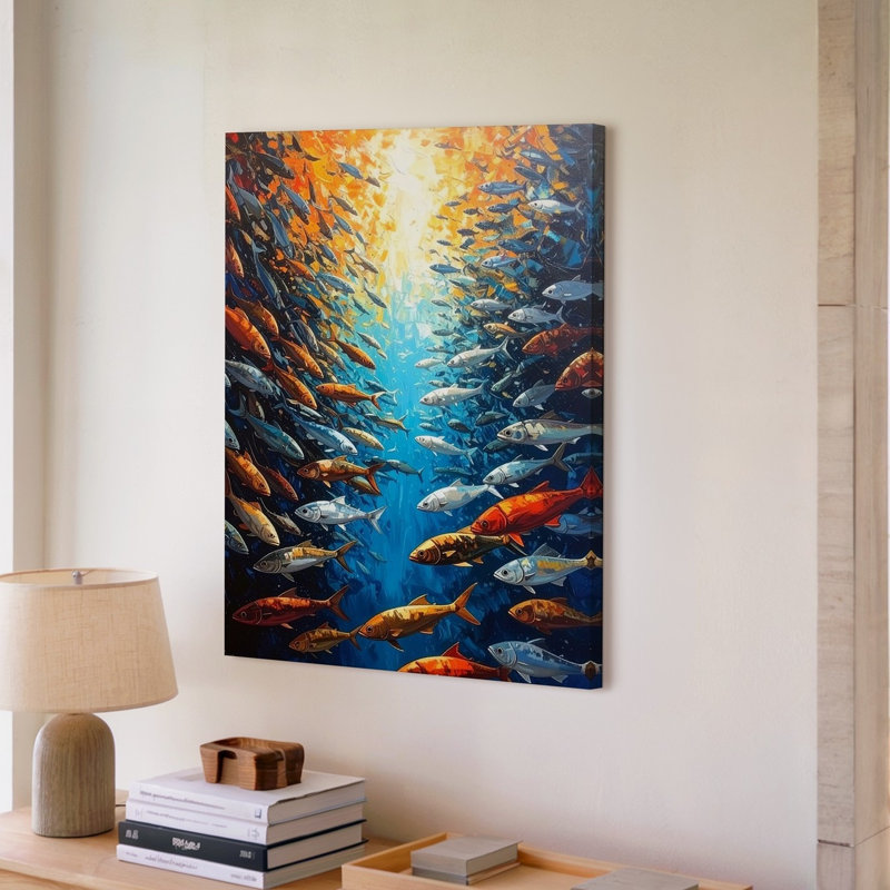 Toile School of Fish, H 20 po x l 20 po