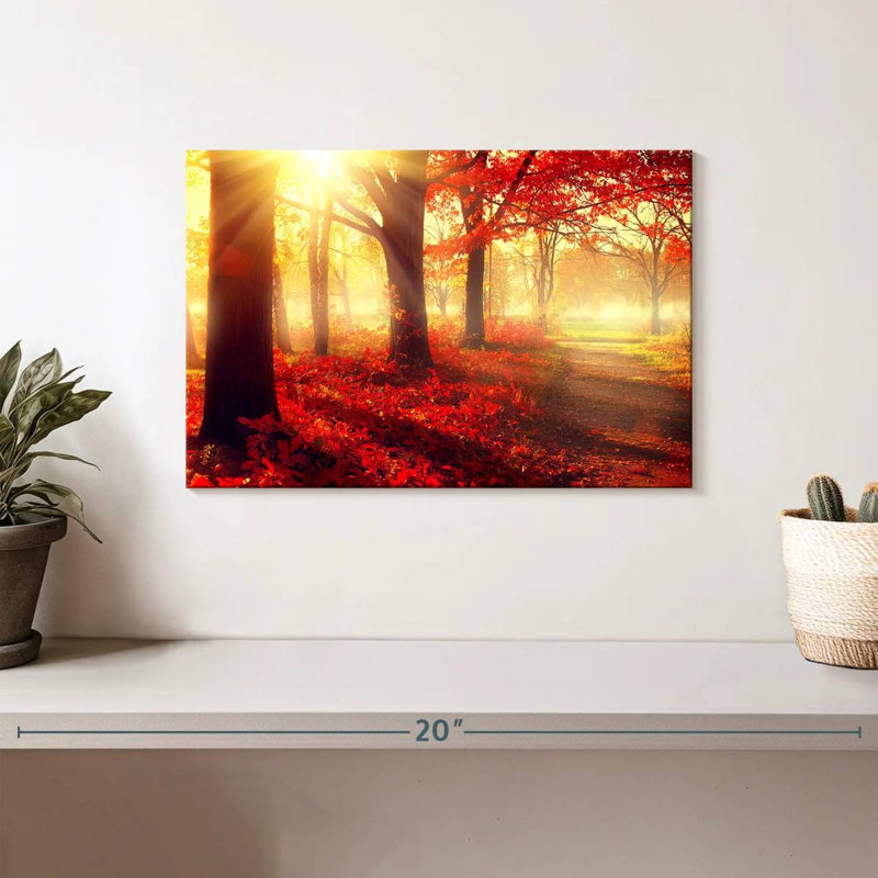 Harnek, forêt d'automne ensoleillée, H 8 po x l 12 po
