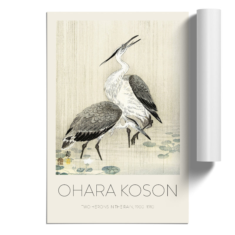 Two Herons in the Rain Print by Ohara Koson - Frameless Print, 59cm H x 42cm W x 0.1cm D