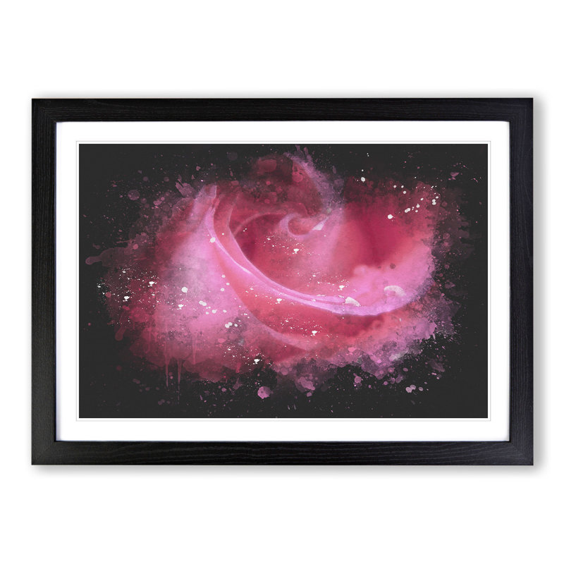 Pink Rose Flower Vol.8 - Picture Frame Graphic Art, 65cm H x 90cm W x 2cm D, Black Framed