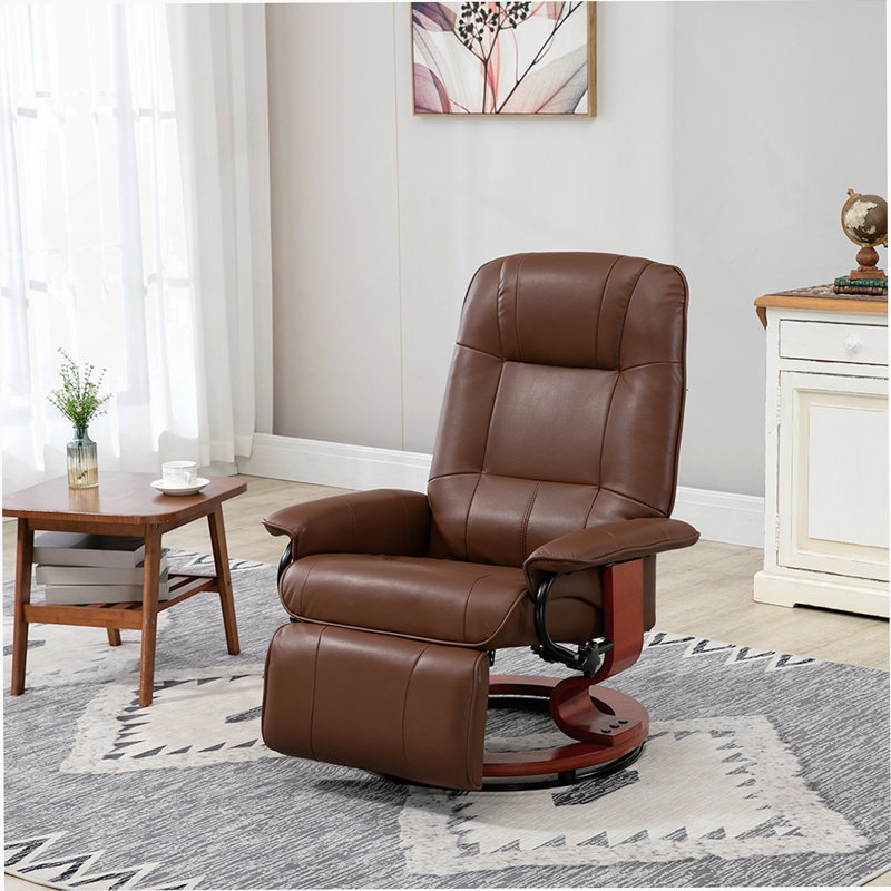 Fauteuil inclinable manuel en similicuir, Brun