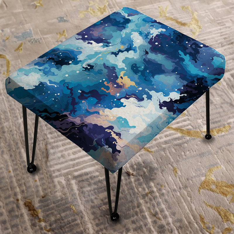 Blue Celestial Aura Camouflage - Abstract Rectangle Ottoman
