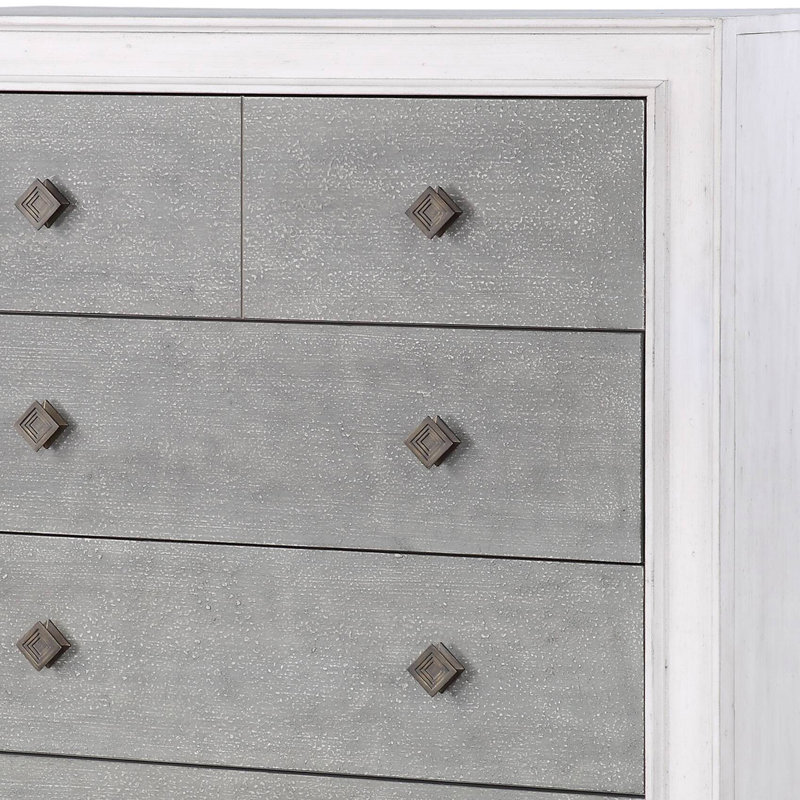 Commode Katia gris rustique et blanc vieilli