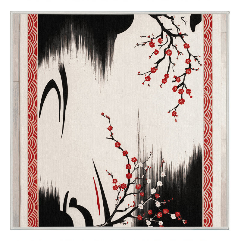Crimson Horizon Rug, Square 3'