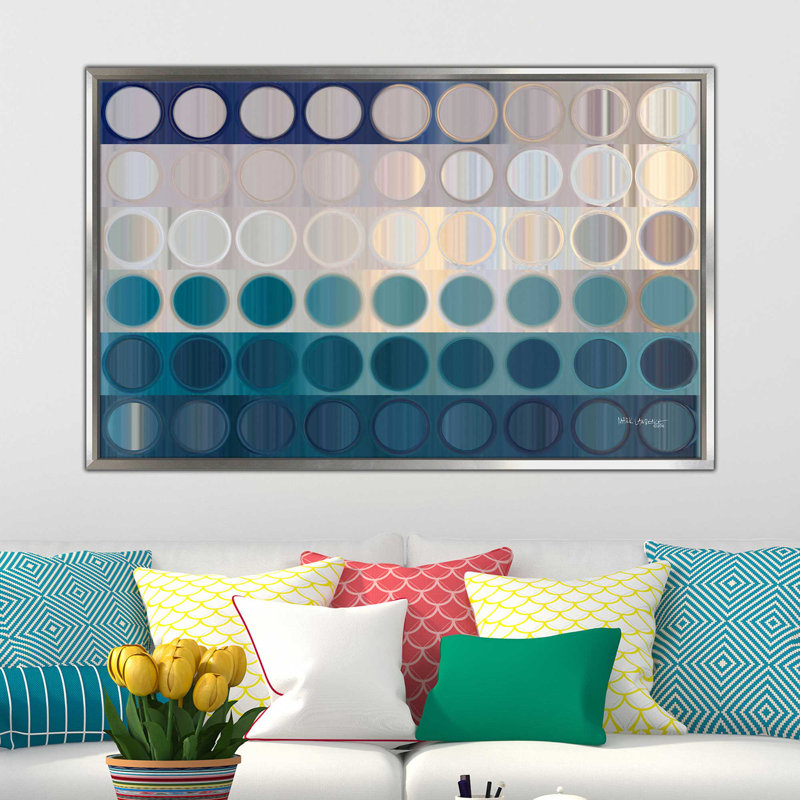 Reproduction d’art graphique sur toile, "circles is 51 ocean blues" par mark lawrence, H 21,5 po x l 27,5 po x P 0,75 po