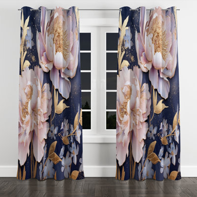 Autym - Rideau à œillets en velours floral - 1 panneau