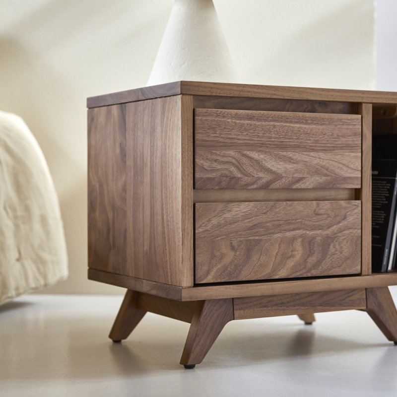 Esmée 48cm W Solid Wood Bedside Table