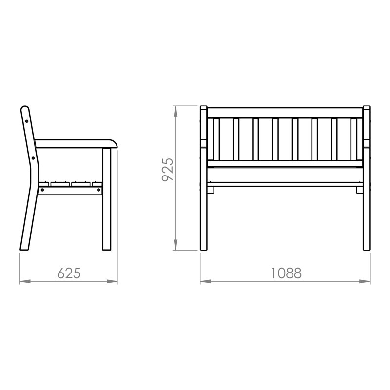 Traditional Bench, 97cm H x 170cm W x 63cm D