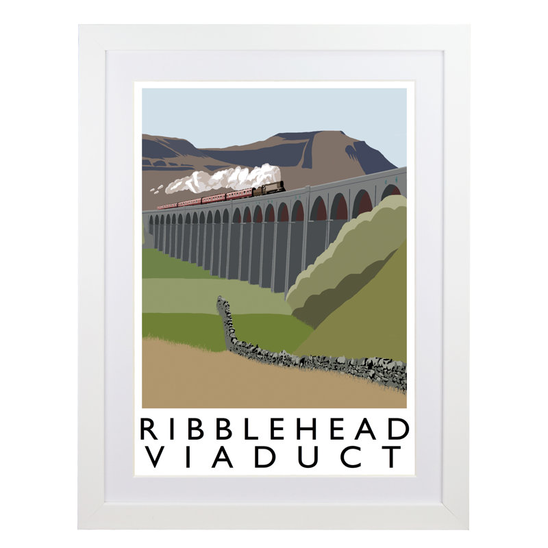 'Ribblehead Viaduct' by Richard O'Neil - Print, White Wood Frame, 43.5 cm H x 33.5 cm W x 2.2 cm D