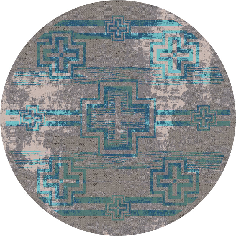 Tapis brun / bleu Wetumka, Rond 8 pi